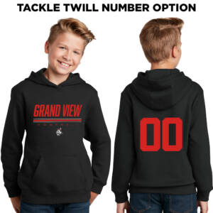 GV FB Sport-Tek Youth Pullover Hooded Sweatshirt-Black TACKLE TWILL NUMBER OPTION