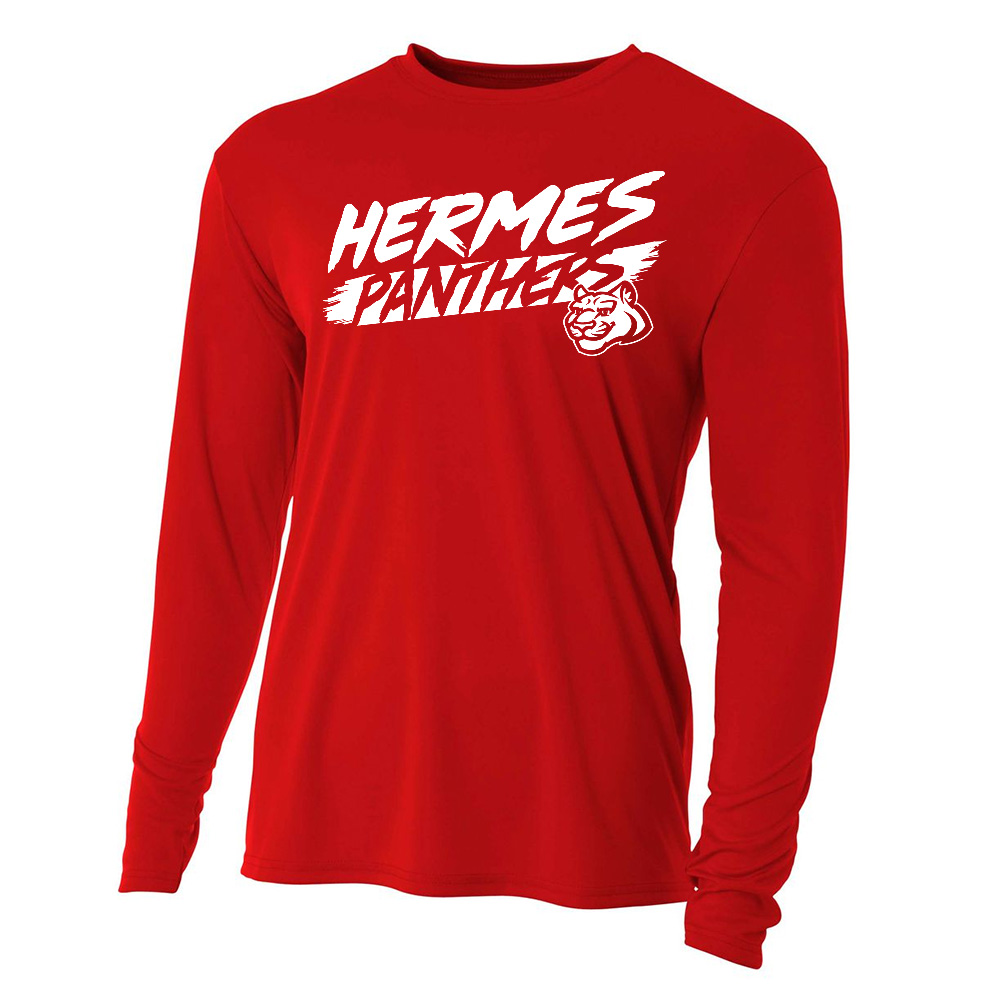 Hermes Elementary Adult Cooling Performance long sleeve Crew Tee-Red