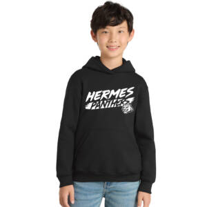 Hermes Elementary Youth Fleece Hooded Sweatshirt-Black