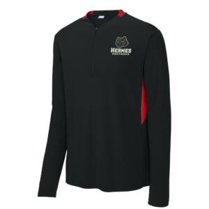 Hermes Elementary Sport Tek Men Club 1/4 Zip Pullover-Black/Red