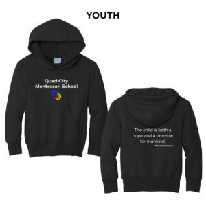 QC Montessori Youth Fleece Hooded Sweatshirt-Black