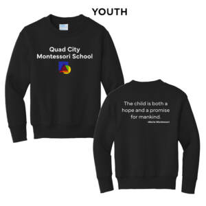 QC Montessori Youth Fleece Crewneck Sweatshirt-Black