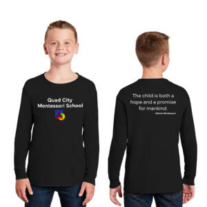 QC Montessori Youth Cotton Long Sleeve Tee-Black
