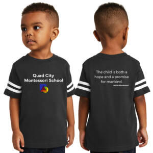 QC Montessori Rabbit Skins Toddler Football Fine Jersey Tee-Black/White