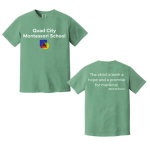 QC Montessori Unisex Comfort Colors Pigment Dyed Short Sleeve Shirt-Light Green