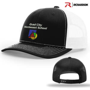 QC Montessori Richardson Pro Crown Mesh Back Adjustable back cap Split-Black/White