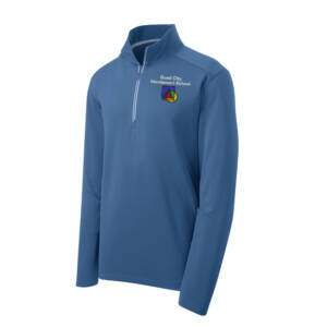 QC Montessori Sport-Tek Sport-Wick Textured 1/4 Zip Pullover Men-Dawn Blue
