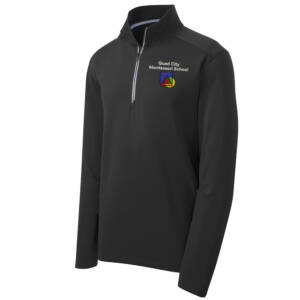 QC Montessori Sport-Tek Sport-Wick Textured 1/4 Zip Pullover Men-Black
