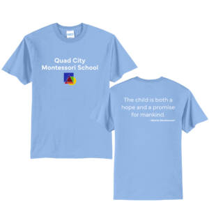 QC Montessori Unisex Short Sleeve Tee-Light blue
