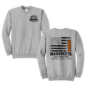 Maq Trap Shooting Unisex Fleece Crewneck Sweatshirt-Athletic Heather