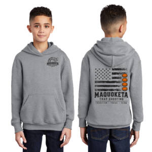 Maq Trap Shooting Youth Hooded Sweatshirt -Athletic Heather