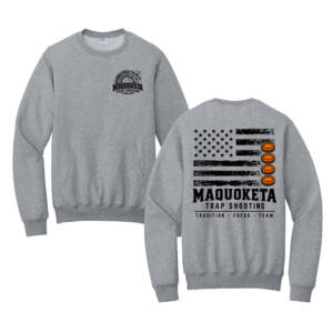 Maq Trap Shooting Unisex Core Fleece Crewneck Pocket Sweatshirt -Athletic Heather