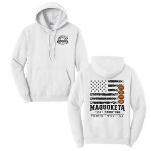 Maq Trap Shooting Unisex Fleece Hooded Sweatshirt-White