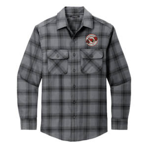 Maq Trap Shooting Port Authority Plaid Flannel Shirt Men-Grey/Black Open Plaid