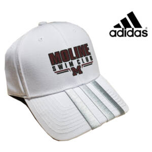 Moline Swim Adidas Three Stripe structured adjustable twill cap-White/silver