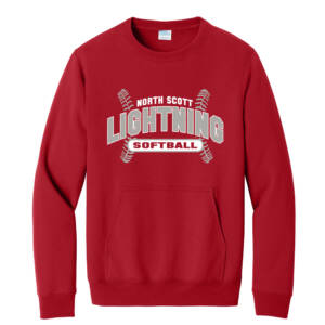 NS Lightning SB Unisex Core Fleece Crewneck Pocket Sweatshirt – Red