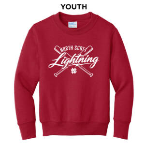 NS Lightning SB Youth Fleece Crewneck Sweatshirt-Red