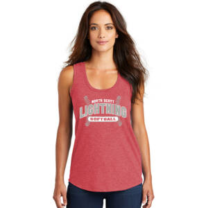 NS Lightning SB District Made Ladies Perfect Tri Racerback Tank-Red Frost