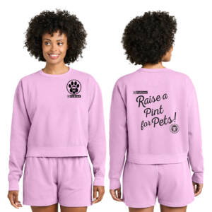 Raise a Pint for Pets Comfort Colors Women’s Mid Length Crewneck Sweatshirt – RoseQuartz