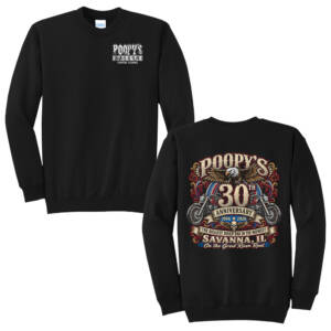 Poopys 30th Anniversity Unisex Core Fleece Crewneck Sweatshirt – Black