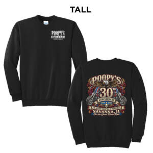Poopys 30th Anniversity TALL Ultimate Crewneck Sweatshirts – Black