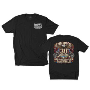 Poopys 30th Anniversity Unisex District Perfect Tri blend Crew Tee – Black