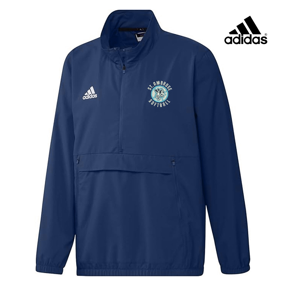 St Ambrose Softball Adidas Stadium 1/4 zip woven pullover - Team Navy (XL, 2x, 4x)