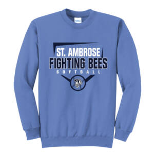 St Ambrose Softball Unisex Fleece Crewneck Sweatshirt-Carolina Blue