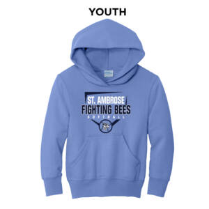 St Ambrose Softball Youth Fleece Hooded Sweatshirt-Carolina