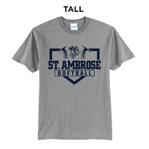 St Ambrose Softball Tall Cotton Short Sleeve Tee-Grey