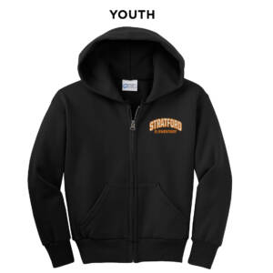 Stratford Elementary Youth core fleece full zip hooded sweatshirt -Black