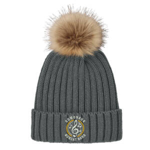 Bobcat Band Port Authority Faux Fur Pom Beanie-Storm Grey