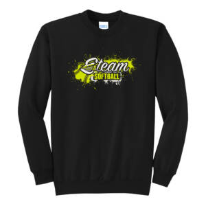 Steam Softball Unisex Core Fleece Crewneck Sweatshirt – Black