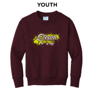 Steam Softball  Youth Crewneck Sweatshirt – Maroon