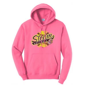 Steam Softball Unisex Classic Core weight Cozy Pullover Hooded Sweatshirt – NeonPink