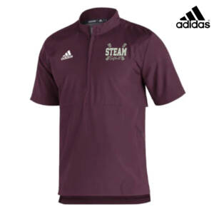 Steam Softball Adidas Sideline 21 woven Light Weight short sleeve 1/4 zip pullover- MAROON (M, 3X)