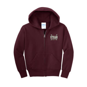 Steam Softball Youth Core Fleece Full Zip Hooded Sweatshirt – Maroon