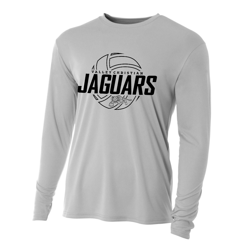 Jaguars Adult Cooling Performance long sleeve Crew Tee-Silver