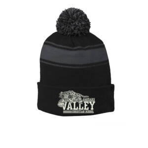 Jaguars Charles Sport-Tek Stripe Pom Pom Beanie-Black/Iron Grey