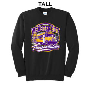 WCCSD Transporation Tall Fleece Crewneck Sweatshirt-Black