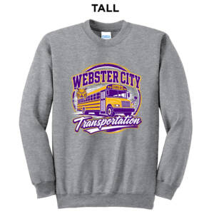 WCCSD Transporation Tall Fleece Crewneck Sweatshirt-Athletic Heather