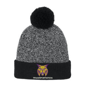 WCCSD Transporation Sport-Tek Halftime Heather Pom Beanie-Black/Silver