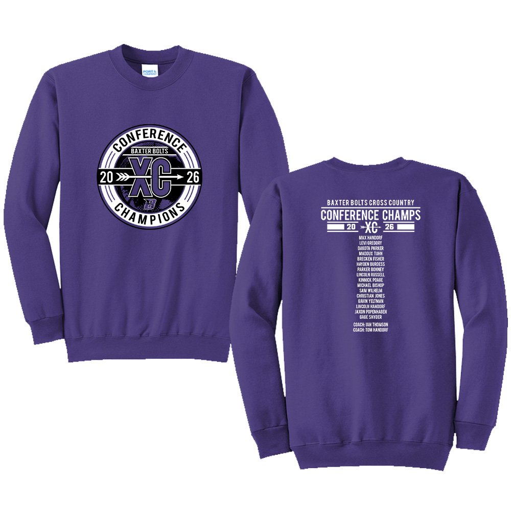 Baxter CC Conference Champ Unisex Fleece Crewneck Sweatshirt-Purple
