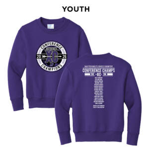 Baxter CC Conference Champ Youth Fleece Crewneck Sweatshirt-Purple