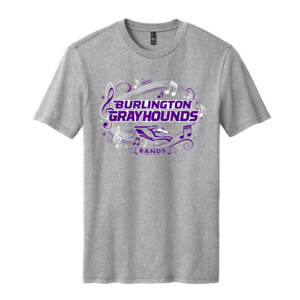 Burlington Music Unisex Premium Tri blend Crew Tee – Light Heather Grey