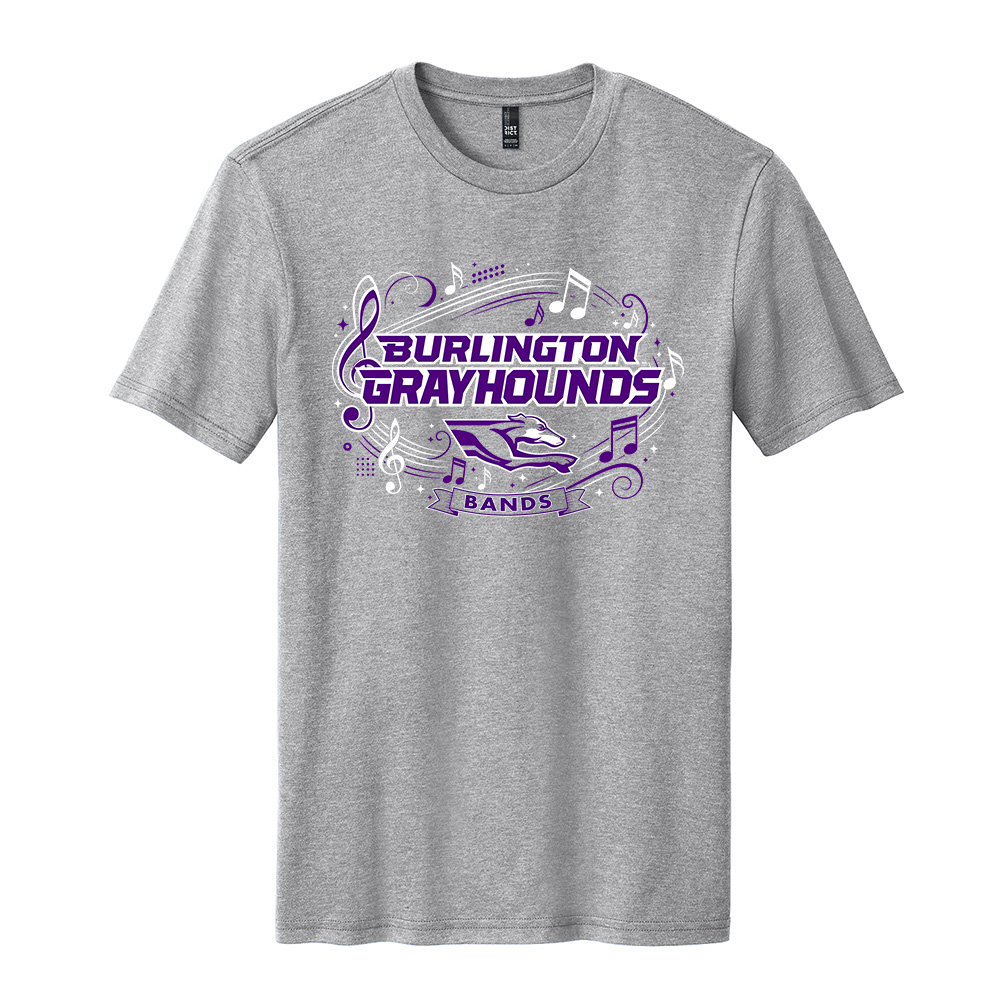 Burlington Music Unisex Premium Tri blend Crew Tee - Light Heather Grey