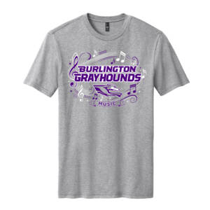 Burlington Music Unisex Premium Tri blend Crew Tee -Light Heather Grey