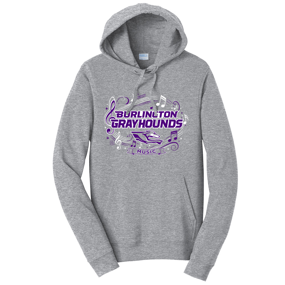 Burlington Music Unisex Fan Favorite Fleece Pullover Hooded Sweatshirt-Athletic heather