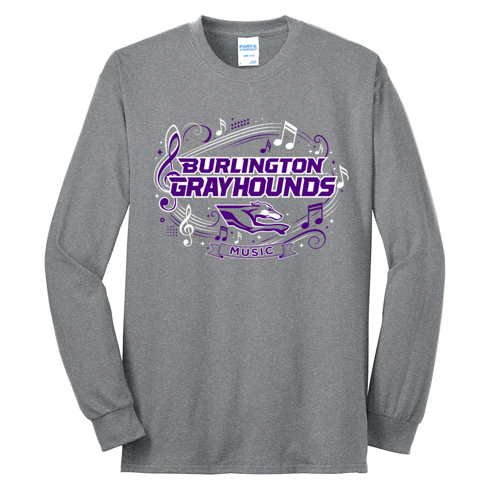 Burlington Music Unisex Cotton Long Sleeve Tee-Athletic Heather