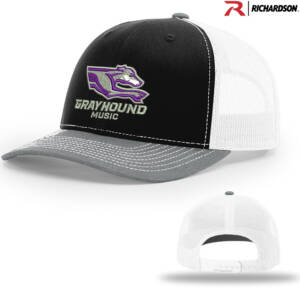 Burlington Music Richardson Pro Crown Mesh Back Adjustable back cap-Black/White/Heather Grey